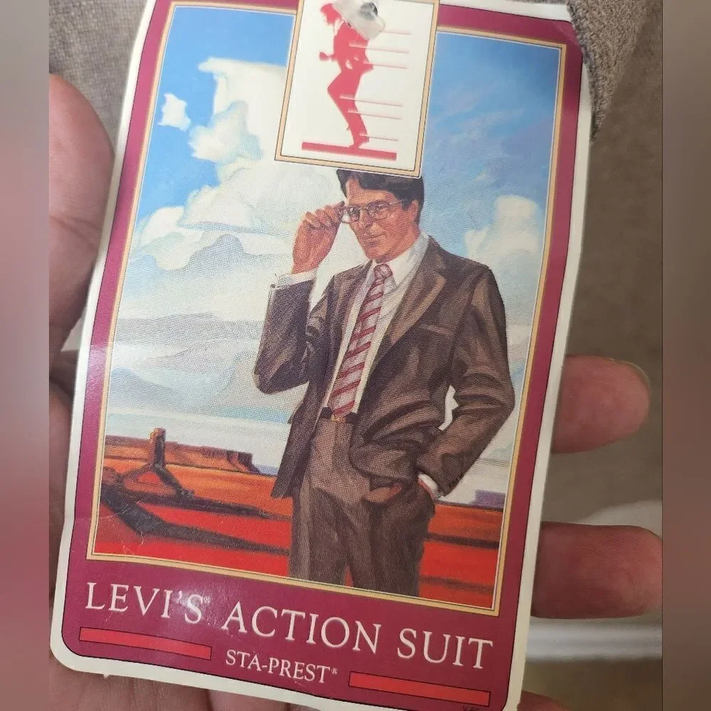 Vintage Levi's Action Suit Classic Blazer Brown Tan Size 46R NWT